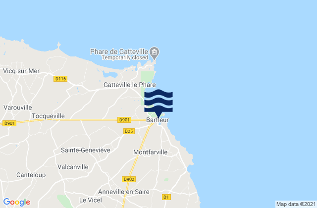 Mappa delle maree di Barfleur, France