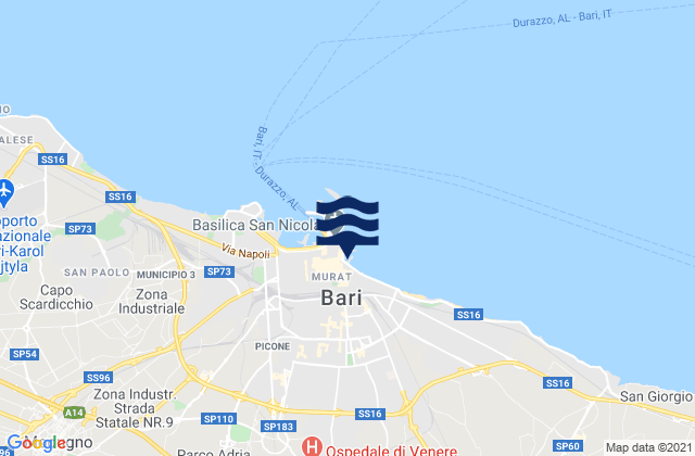Mappa delle maree di Bari, Italy