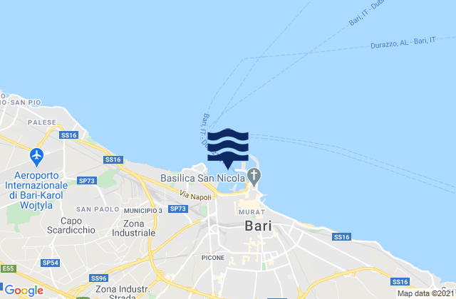 Mappa delle maree di Bari Port, Italy