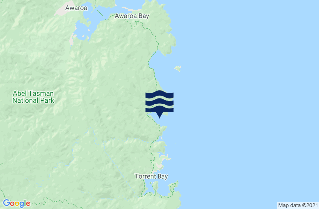 Mappa delle maree di Bark Bay Abel Tasman, New Zealand