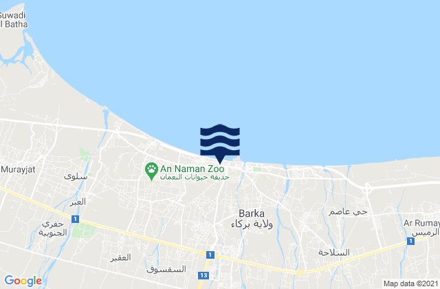 Mappa delle maree di Barkā’, Oman