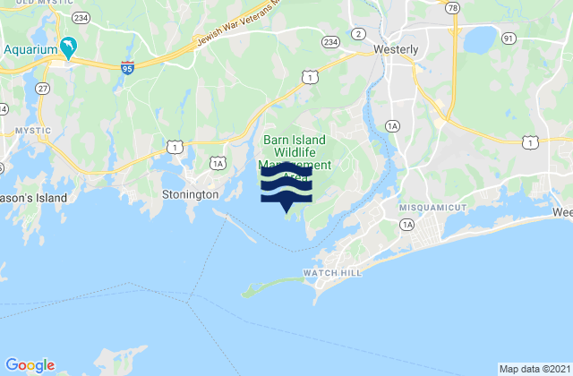 Mappa delle maree di Barn Island, United States