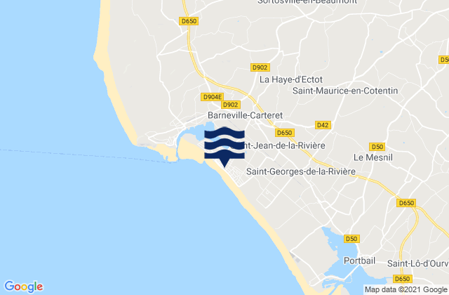 Mappa delle maree di Barneville-Plage, France