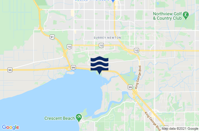 Mappa delle maree di Barnston Island, Canada