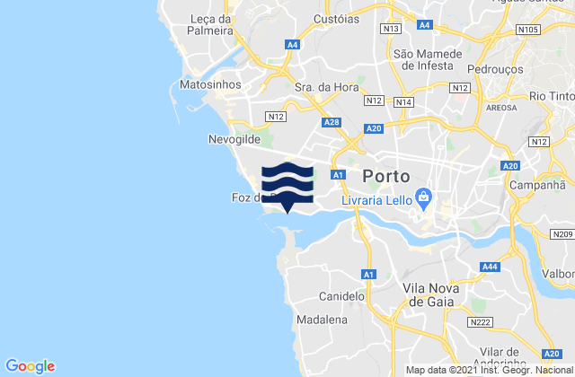 Mappa delle maree di Barra do Douro, Portugal