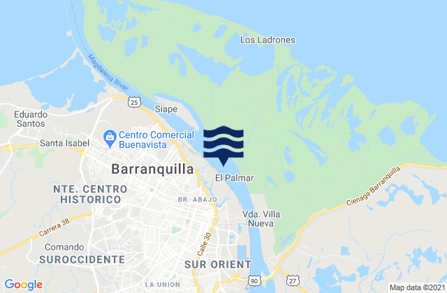 Mappa delle maree di Barranquilla, Colombia