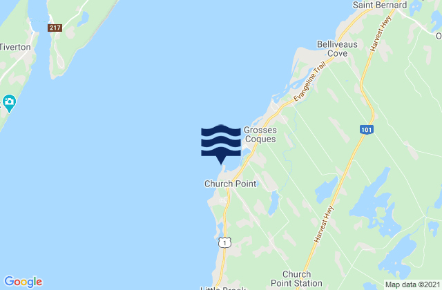 Mappa delle maree di Barre à Church Point, Canada