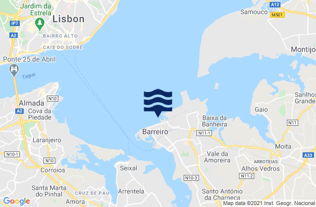 Mappa delle maree di Barreiro, Portugal