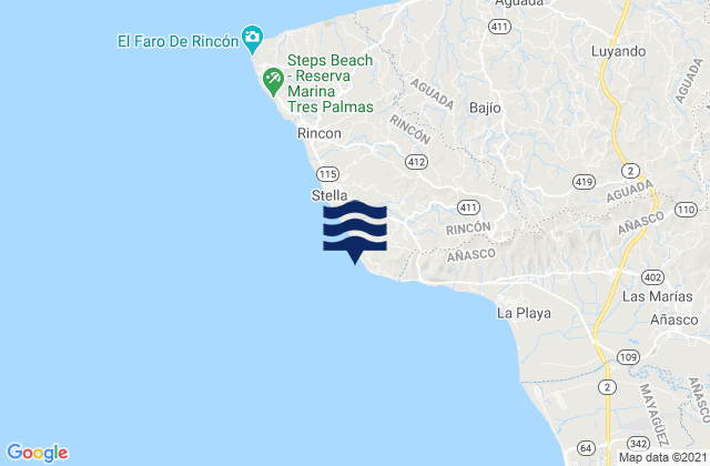 Mappa delle maree di Barrero Barrio, Puerto Rico