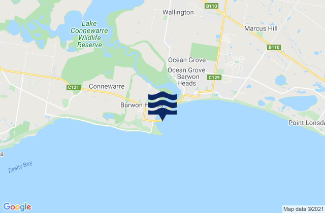 Mappa delle maree di Barwon Heads, Australia