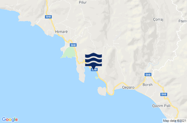 Mappa delle maree di Bashkia Himarë, Albania