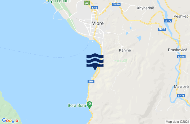 Mappa delle maree di Bashkia Vlorë, Albania