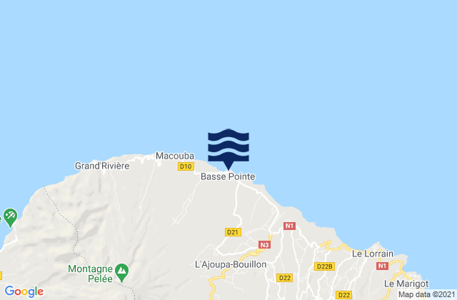 Mappa delle maree di Basse-Pointe, Martinique