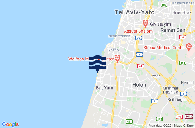 Mappa delle maree di Bat Yam, Israel