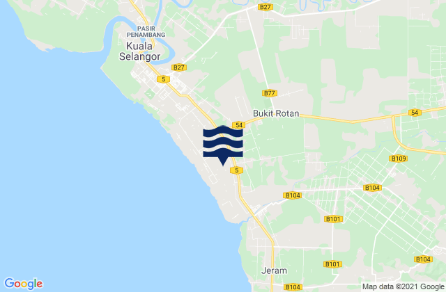 Mappa delle maree di Batang Berjuntai, Malaysia