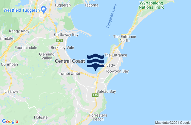 Mappa delle maree di Bateau Bay, Australia