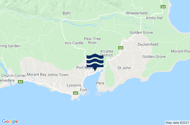 Mappa delle maree di Bath, Jamaica