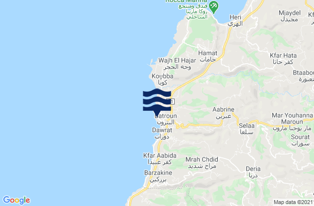 Mappa delle maree di Batroun or Colonel, Lebanon