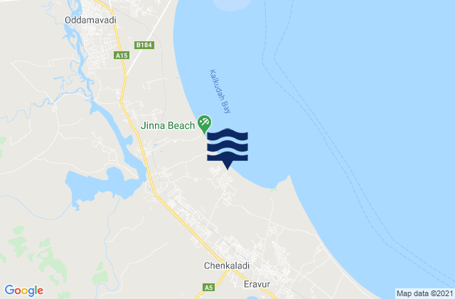 Mappa delle maree di Batticaloa District, Sri Lanka