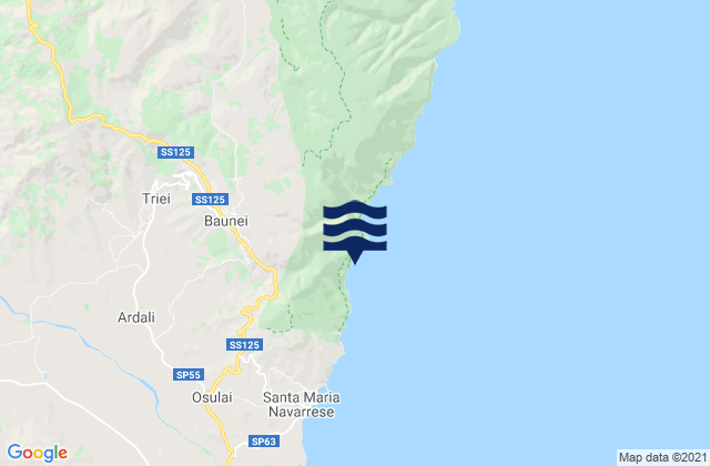 Mappa delle maree di Baunei, Italy