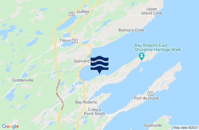 Mappa delle maree di Bay Roberts Harbour, Canada