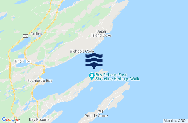 Mappa delle maree di Bay Roberts, Canada