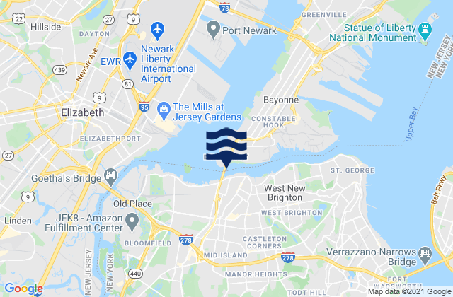 Mappa delle maree di Bayonne Bridge, United States