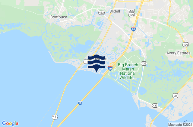Mappa delle maree di Bayou Bon Fouca Route 433, United States
