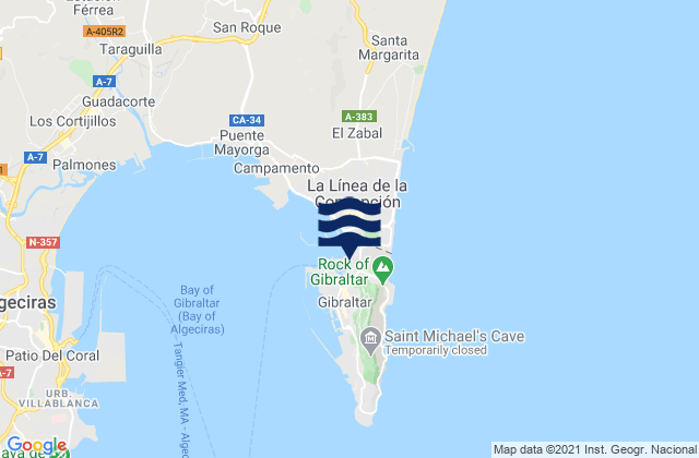Mappa delle maree di Bayside Marina, Gibraltar