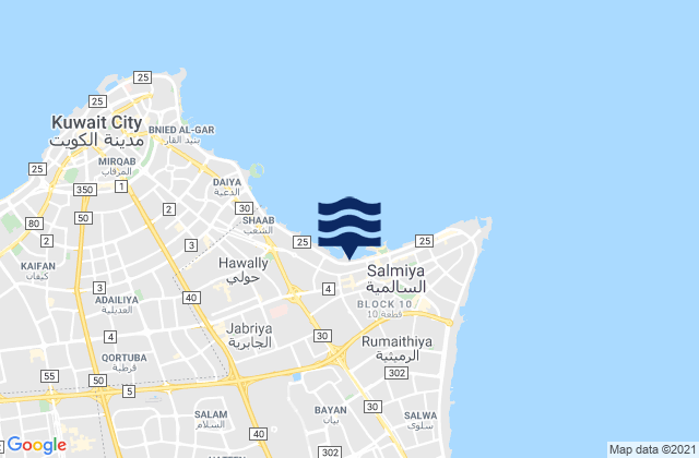 Mappa delle maree di Bayān, Kuwait