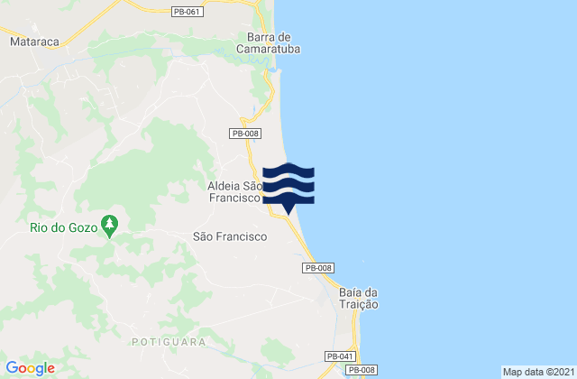 Mappa delle maree di Baía da Traição, Brazil