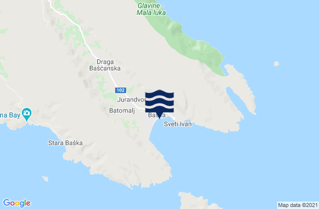Mappa delle maree di Baška, Croatia