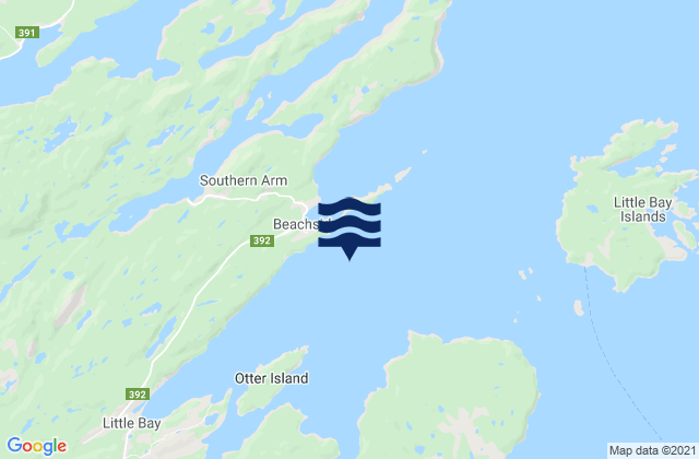 Mappa delle maree di Beachside, Canada