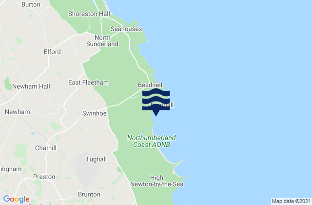 Mappa delle maree di Beadnell Bay Beach, United Kingdom