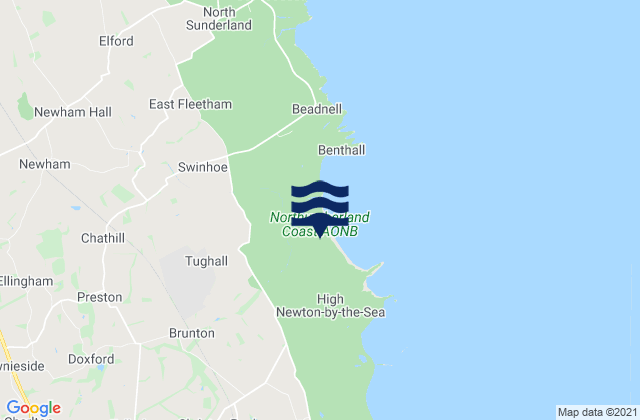Mappa delle maree di Beadnell Bay, United Kingdom