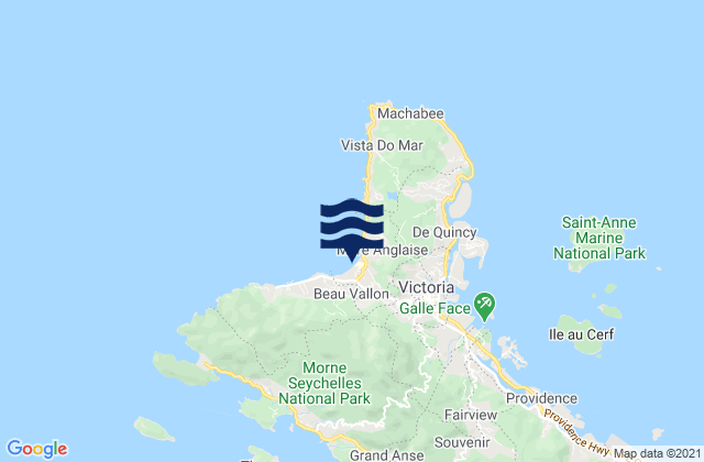 Mappa delle maree di Beau Vallon, Seychelles