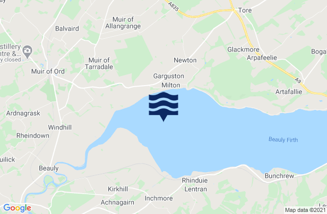Mappa delle maree di Beauly Firth, United Kingdom
