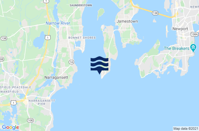 Mappa delle maree di Beavertail Point, United States