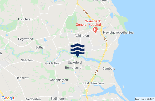 Mappa delle maree di Bedlington, United Kingdom