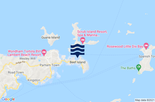 Mappa delle maree di Beef Island, British Virgin Islands