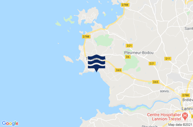 Mappa delle maree di Beg Leguer, France