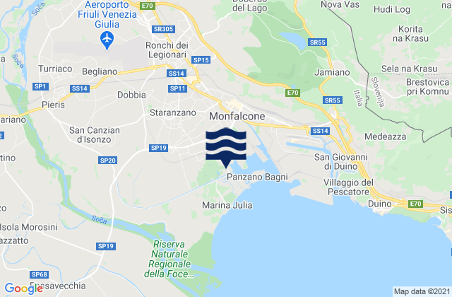 Mappa delle maree di Begliano, Italy