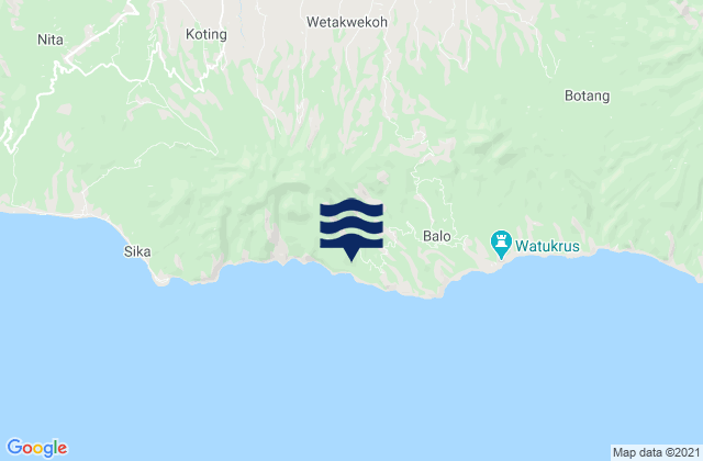 Mappa delle maree di Bei, Indonesia