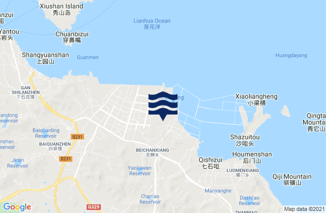 Mappa delle maree di Beichan, China