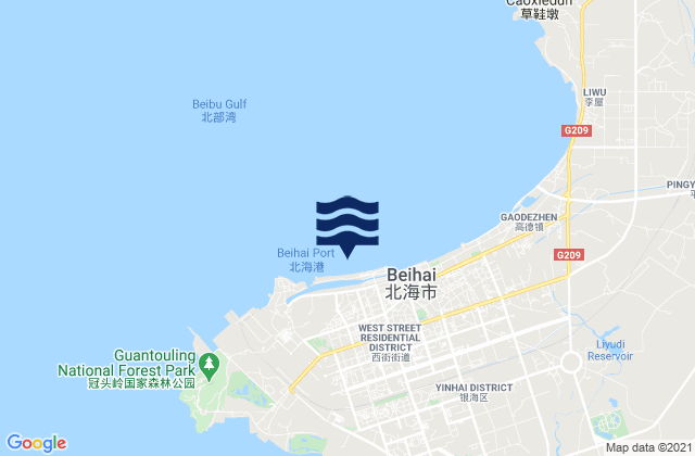 Mappa delle maree di Beihai, China