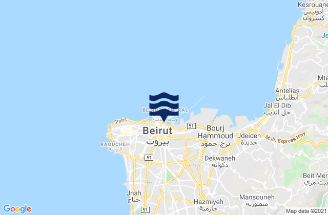 Mappa delle maree di Beirut, Lebanon