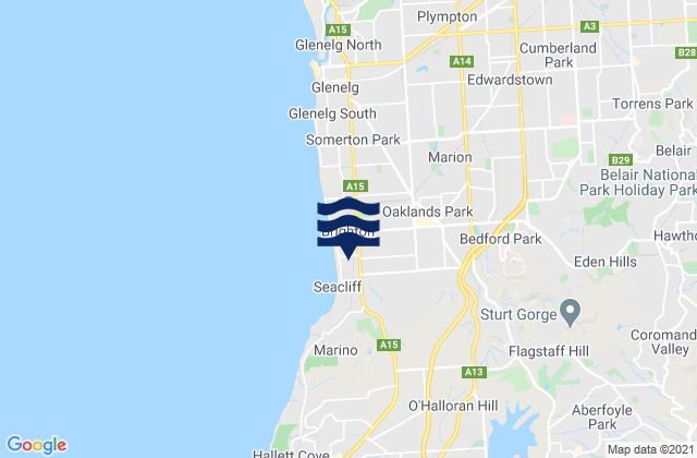 Mappa delle maree di Belair, Australia