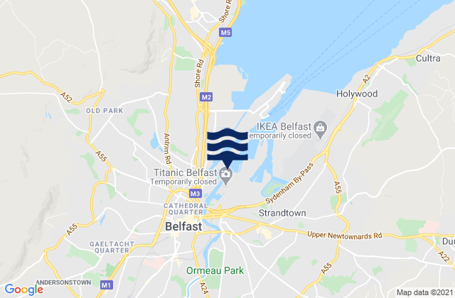 Mappa delle maree di Belfast, United Kingdom