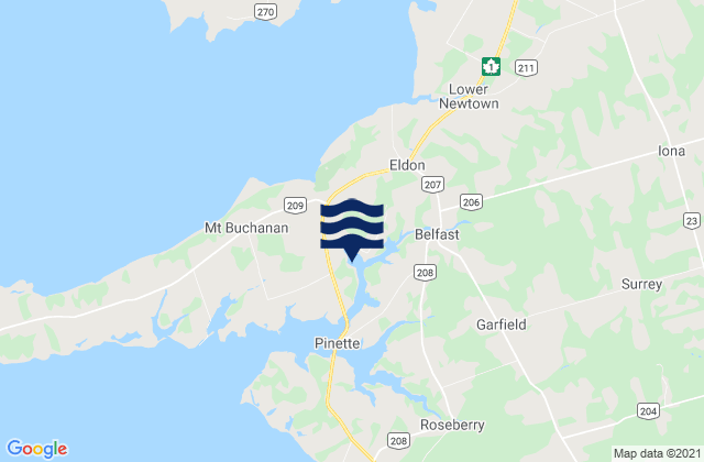 Mappa delle maree di Belfast, Canada