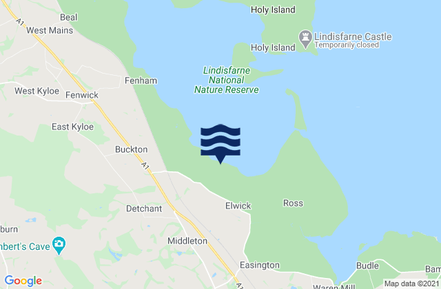 Mappa delle maree di Belford, United Kingdom